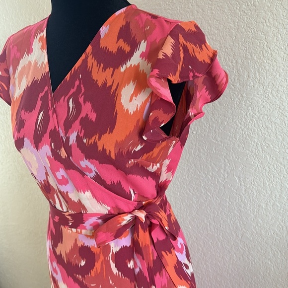 Bar III Flutter-Sleeve Wrap Pink Paisley Maxi Dress 0028 - Picture 4 of 9